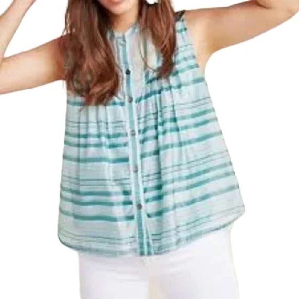 Anthropologie Current Air Green Stripe Top